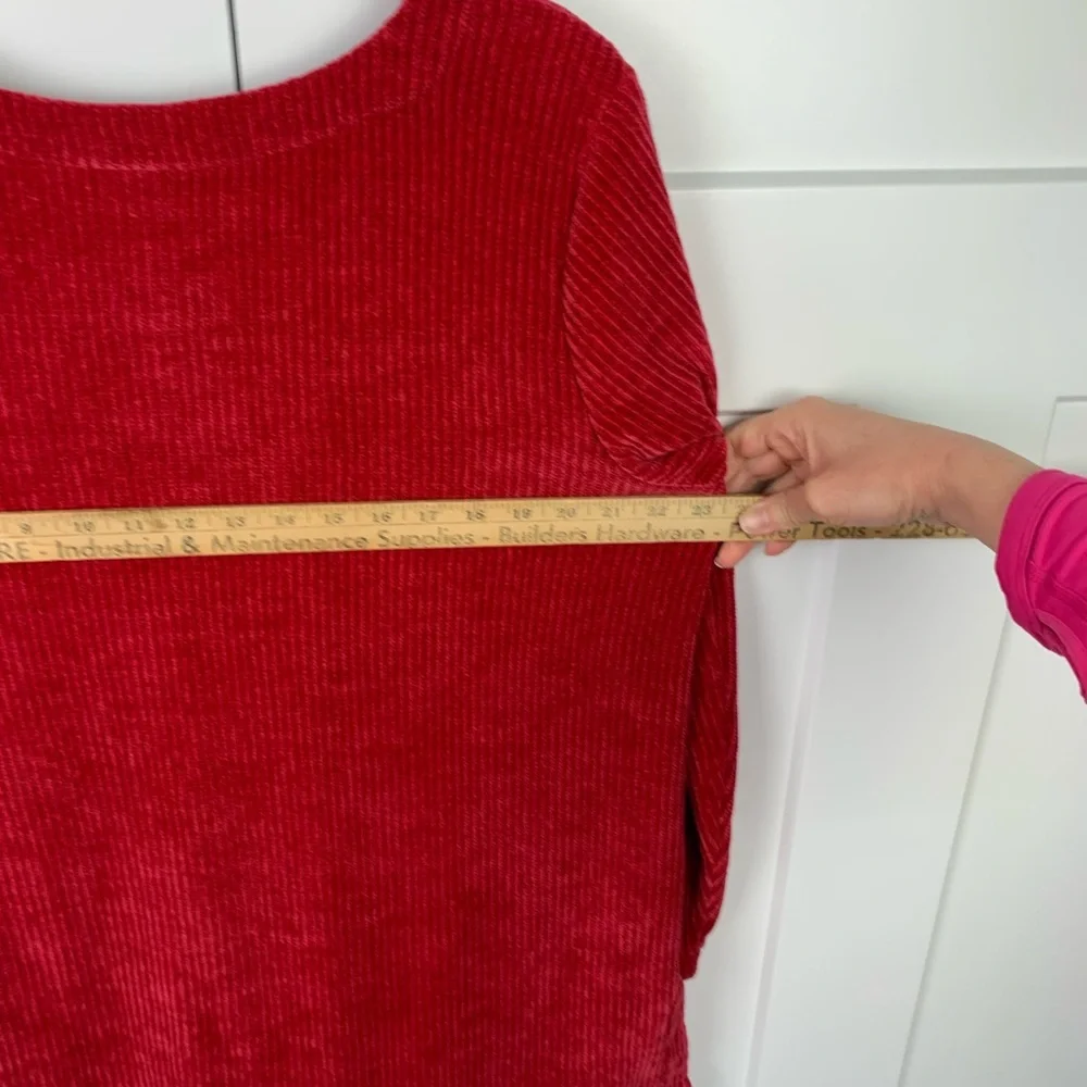 J Jill XL Chenille Knit Sweater Red Scoop Neck Heritage Cozy Classic Mature
